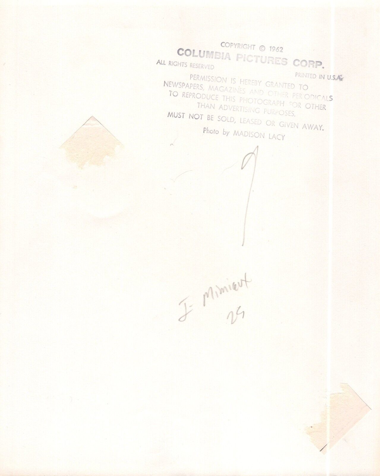 Shocking Ranking — Back of "Diamond Head" publicity photoshoot (with Columbia stamp waiver)